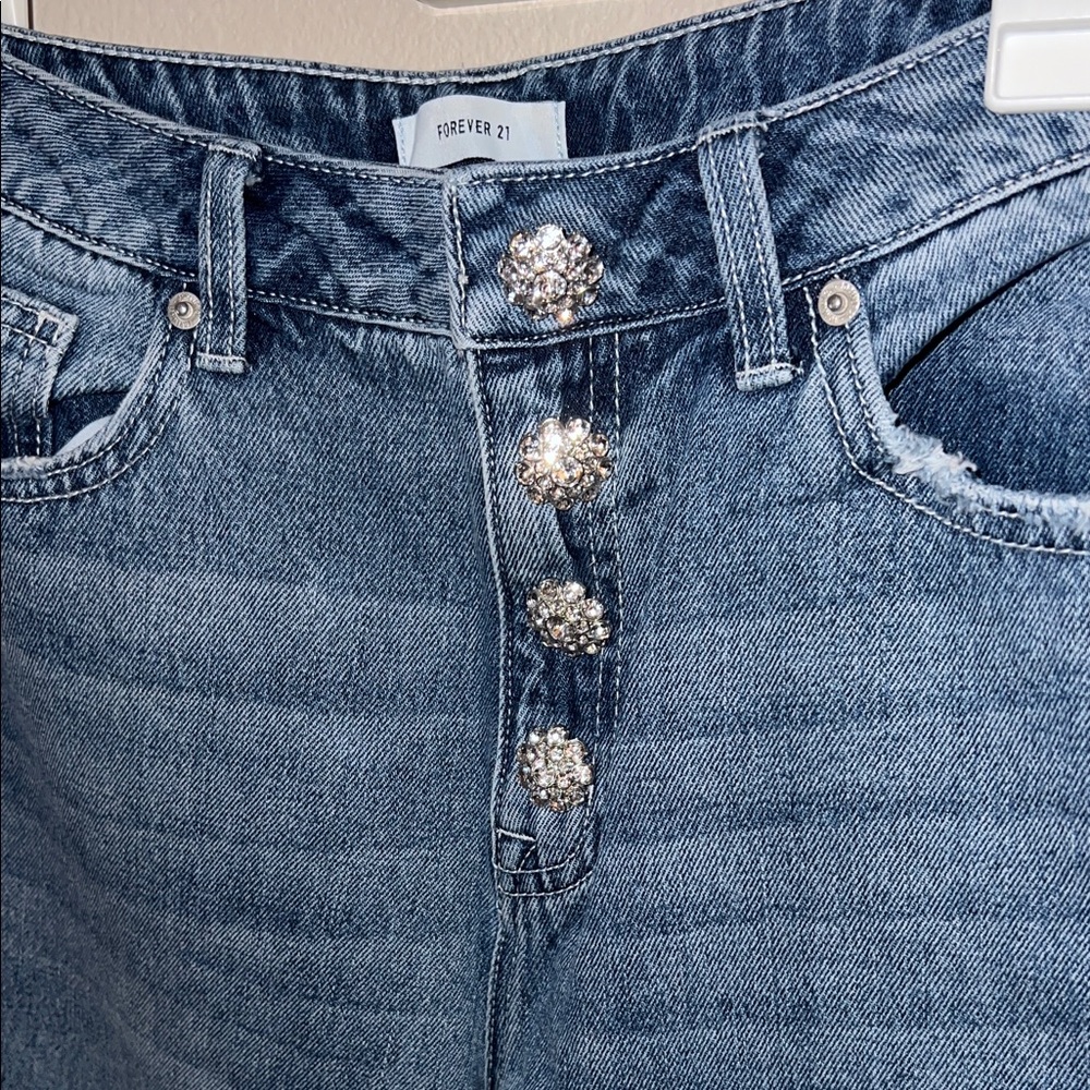 Forever 21 Blue Women Jeans With Buttons - Picture 5 of 6